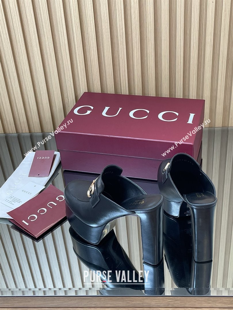 Gucci Platform Mule with Horsebit 835315 Black 2025 (MD-25080608)