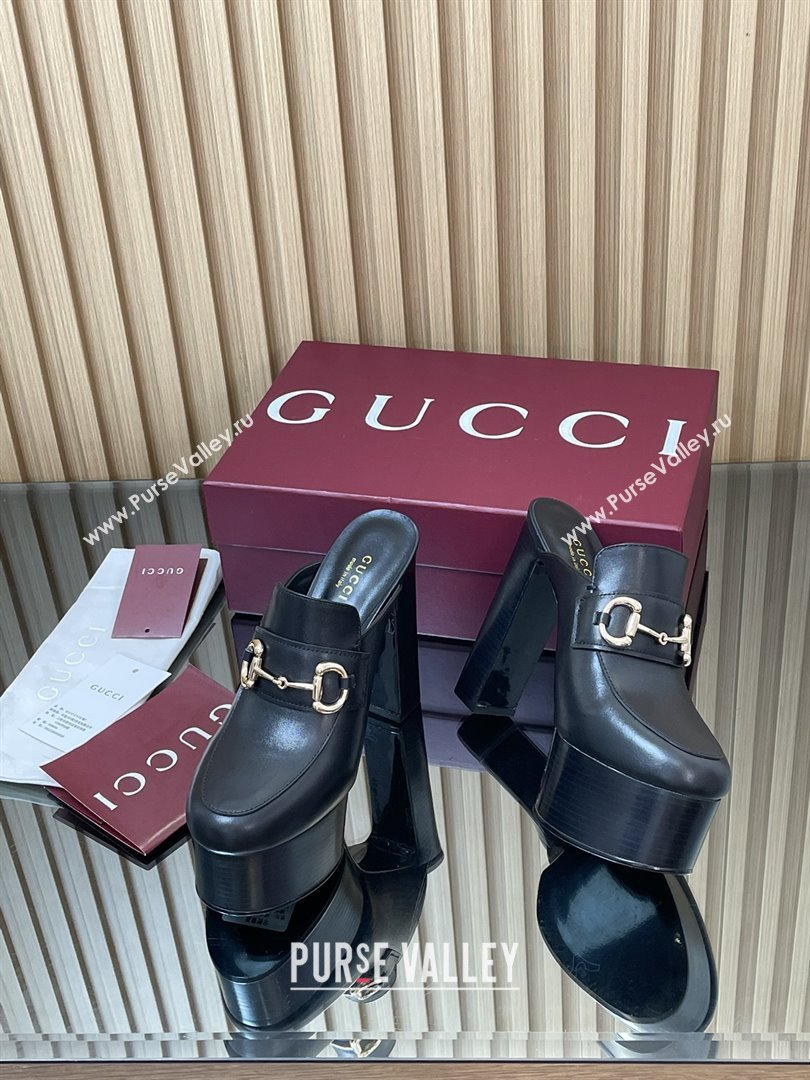 Gucci Platform Mule with Horsebit 835315 Black 2025 (MD-25080608)