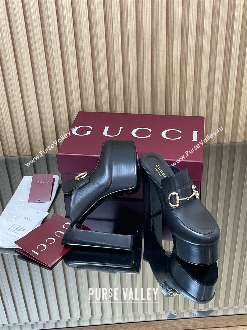 Gucci Platform Mule with Horsebit 835315 Black 2025 (MD-25080608)