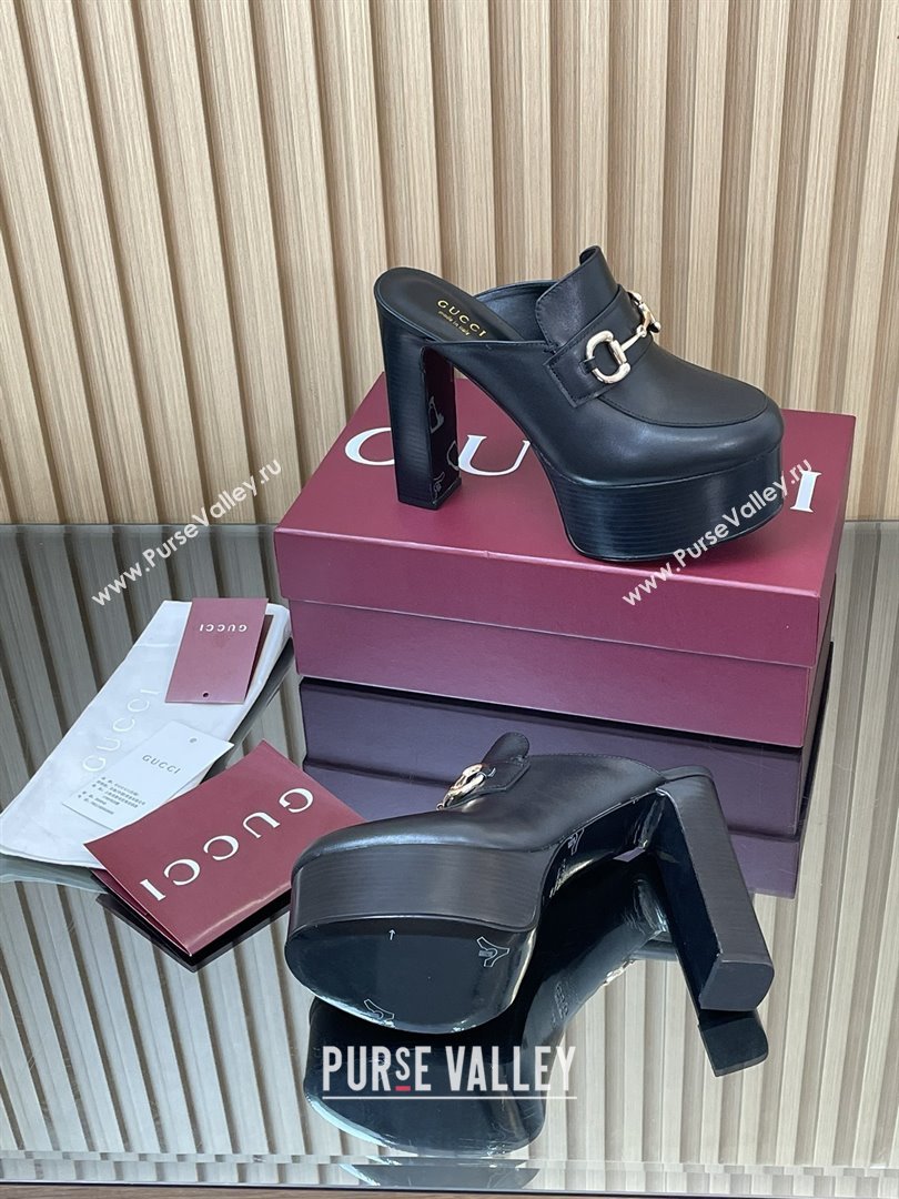 Gucci Platform Mule with Horsebit 835315 Black 2025 (MD-25080608)