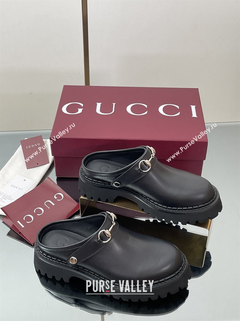 Gucci Leather Mule with Horsebit 835829 Black 2025 (MD-25080612)