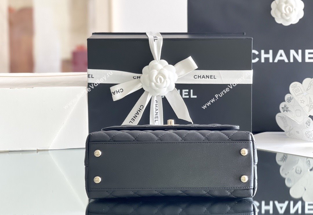 Chanel Coco Small Flap Bag with Top Handle in Onda Verde Calfskin A92990 Black/Burgundy 2025 Top Quality (MHE-25080702)