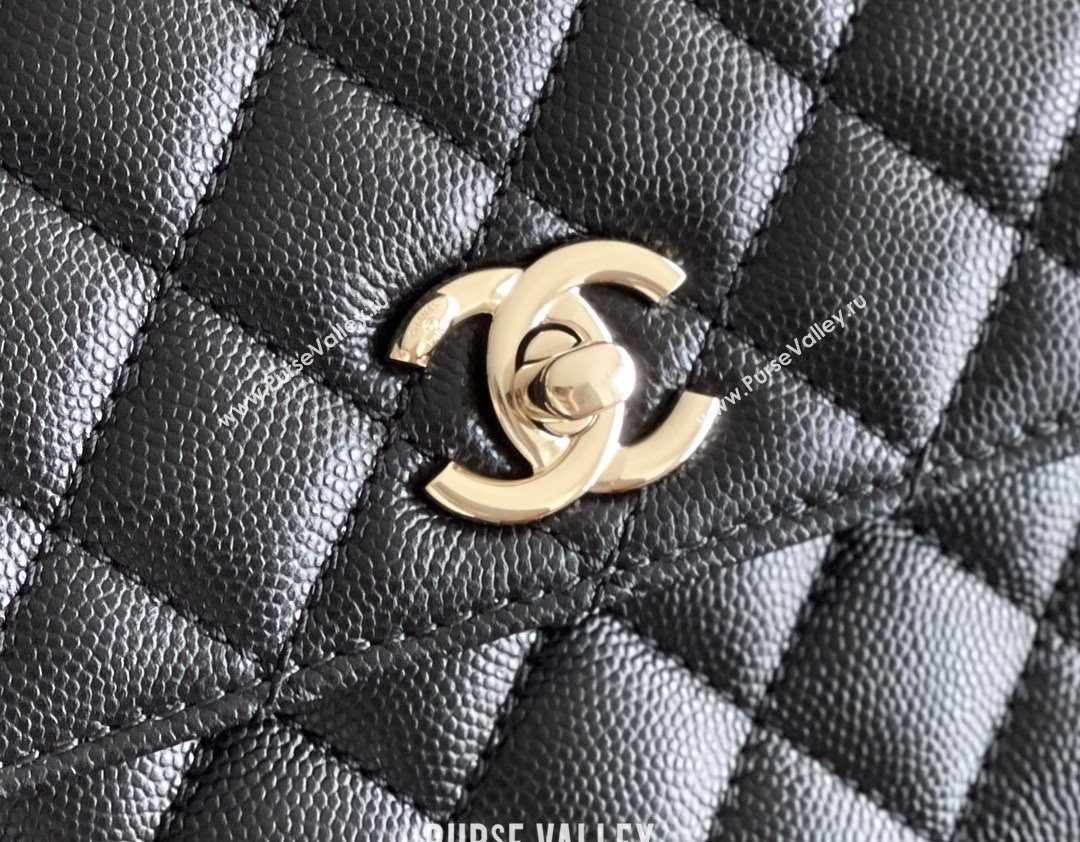 Chanel Coco Small Flap Bag with Top Handle in Onda Verde Calfskin A92990 Black/Burgundy 2025 Top Quality (MHE-25080702)