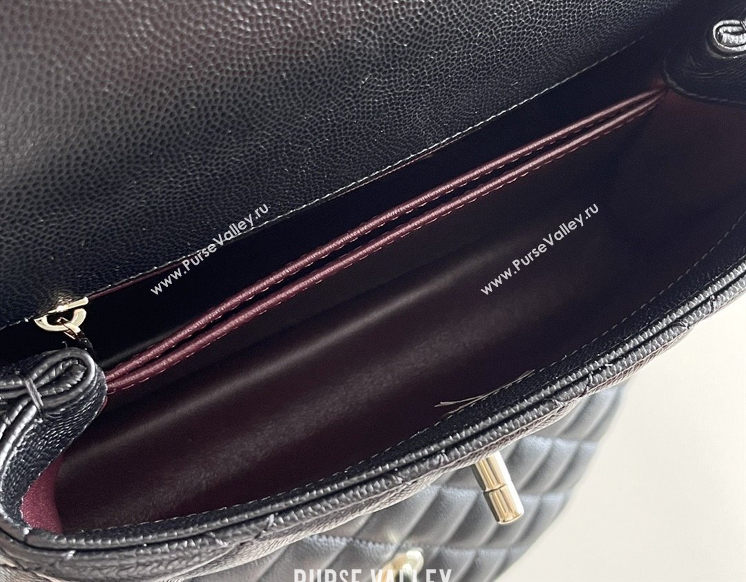 Chanel Coco Small Flap Bag with Top Handle in Onda Verde Calfskin A92990 Black/Burgundy 2025 Top Quality (MHE-25080702)