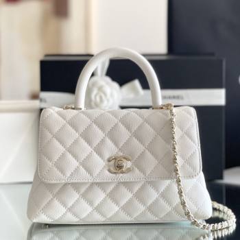 Chanel Coco Small Flap Bag with Top Handle in Onda Verde Calfskin A92990 White 2025 Top Quality (MHE-25080705)
