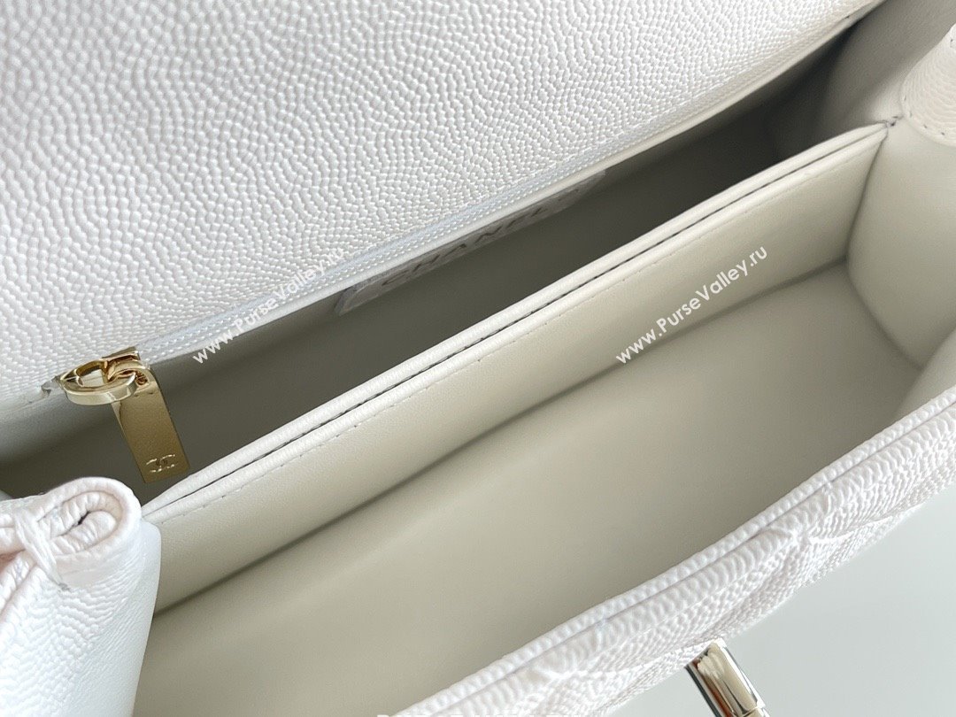 Chanel Coco Small Flap Bag with Top Handle in Onda Verde Calfskin A92990 White 2025 Top Quality (MHE-25080705)