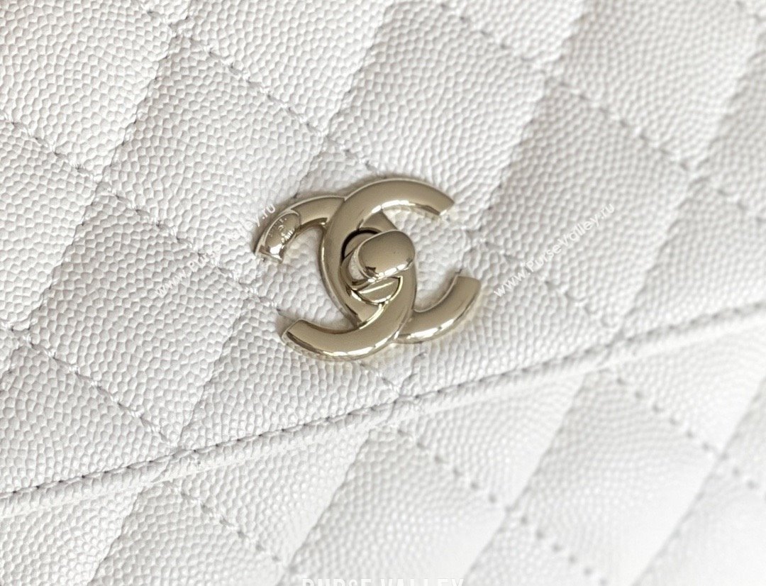 Chanel Coco Small Flap Bag with Top Handle in Onda Verde Calfskin A92990 White 2025 Top Quality (MHE-25080705)