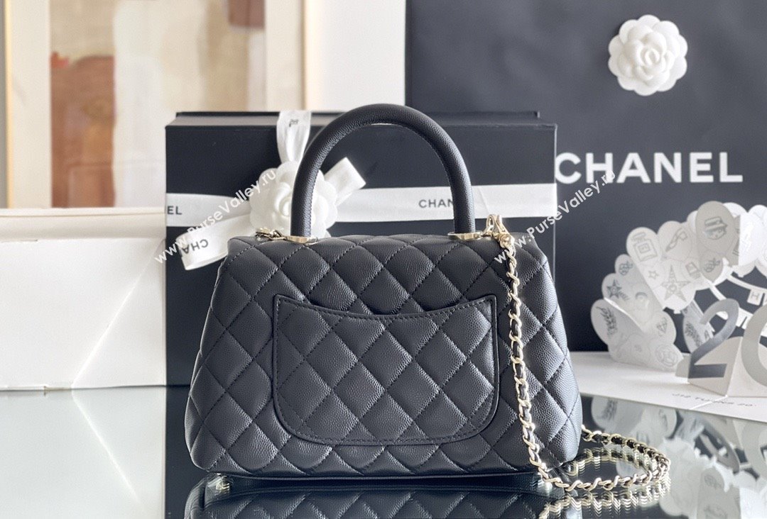 Chanel Coco Small Flap Bag with Top Handle in Onda Verde Calfskin A92990 Black 02 2025 Top Quality (MHE-25080704)