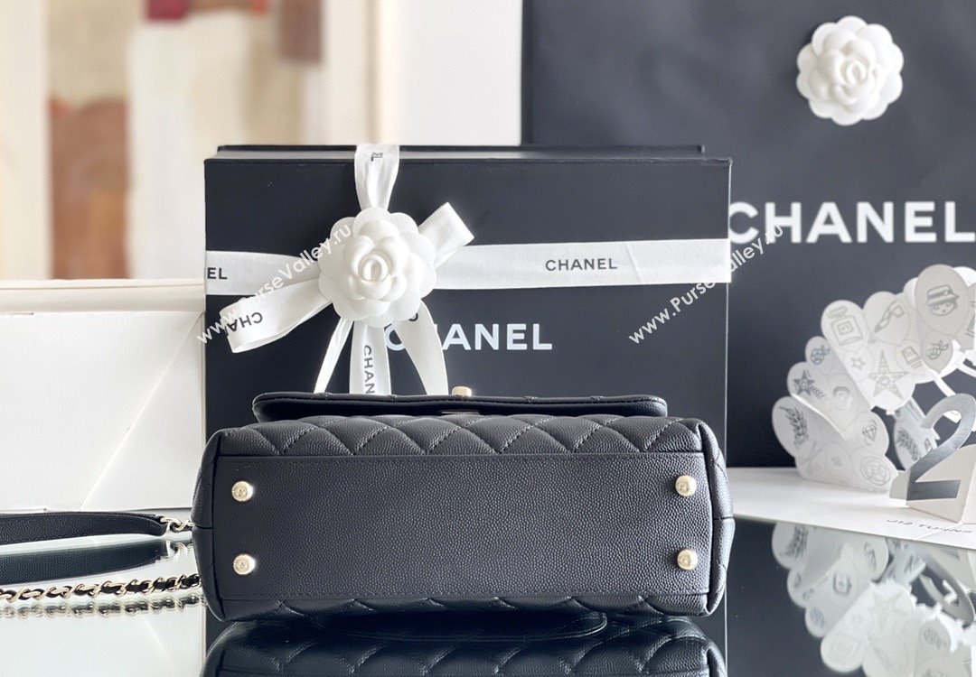 Chanel Coco Small Flap Bag with Top Handle in Onda Verde Calfskin A92990 Black 02 2025 Top Quality (MHE-25080704)