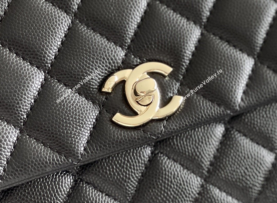 Chanel Coco Small Flap Bag with Top Handle in Onda Verde Calfskin A92990 Black 02 2025 Top Quality (MHE-25080704)