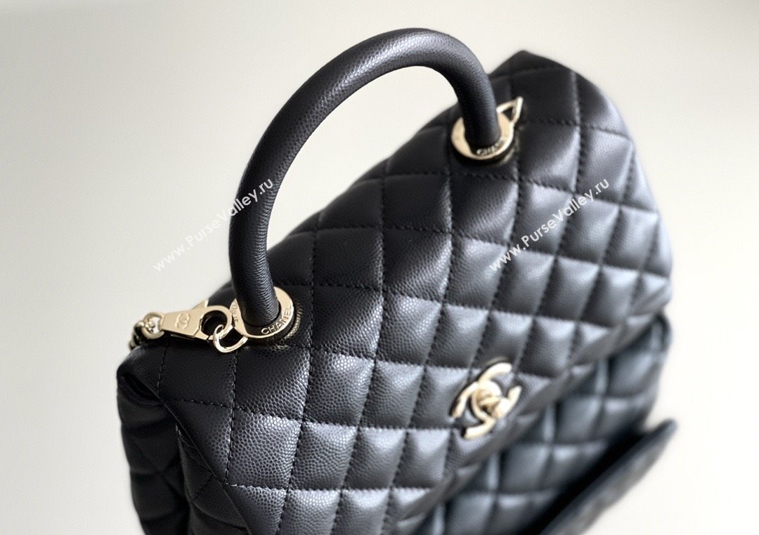Chanel Coco Small Flap Bag with Top Handle in Onda Verde Calfskin A92990 Black 02 2025 Top Quality (MHE-25080704)