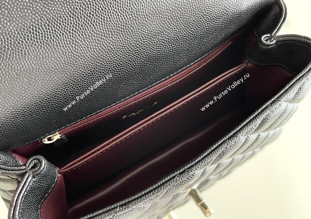 Chanel Coco Small Flap Bag with Top Handle in Onda Verde Calfskin A92990 Black 02 2025 Top Quality (MHE-25080704)