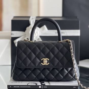 Chanel Coco Small Flap Bag with Top Handle in Onda Verde Calfskin A92990 Black 2025 Top Quality (MHE-25080703)