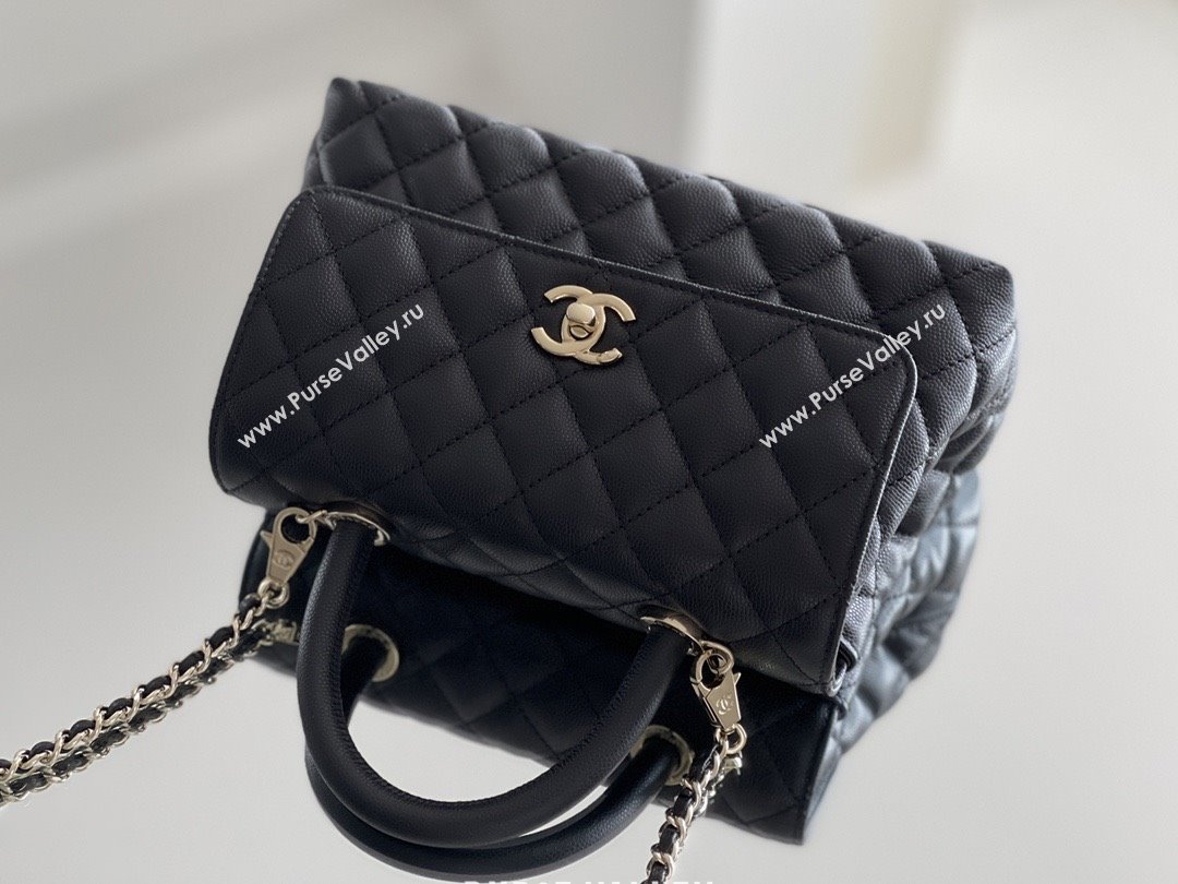 Chanel Coco Small Flap Bag with Top Handle in Onda Verde Calfskin A92990 Black 2025 Top Quality (MHE-25080703)