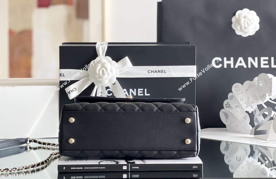 Chanel Coco Small Flap Bag with Top Handle in Onda Verde Calfskin A92990 Black 2025 Top Quality (MHE-25080703)