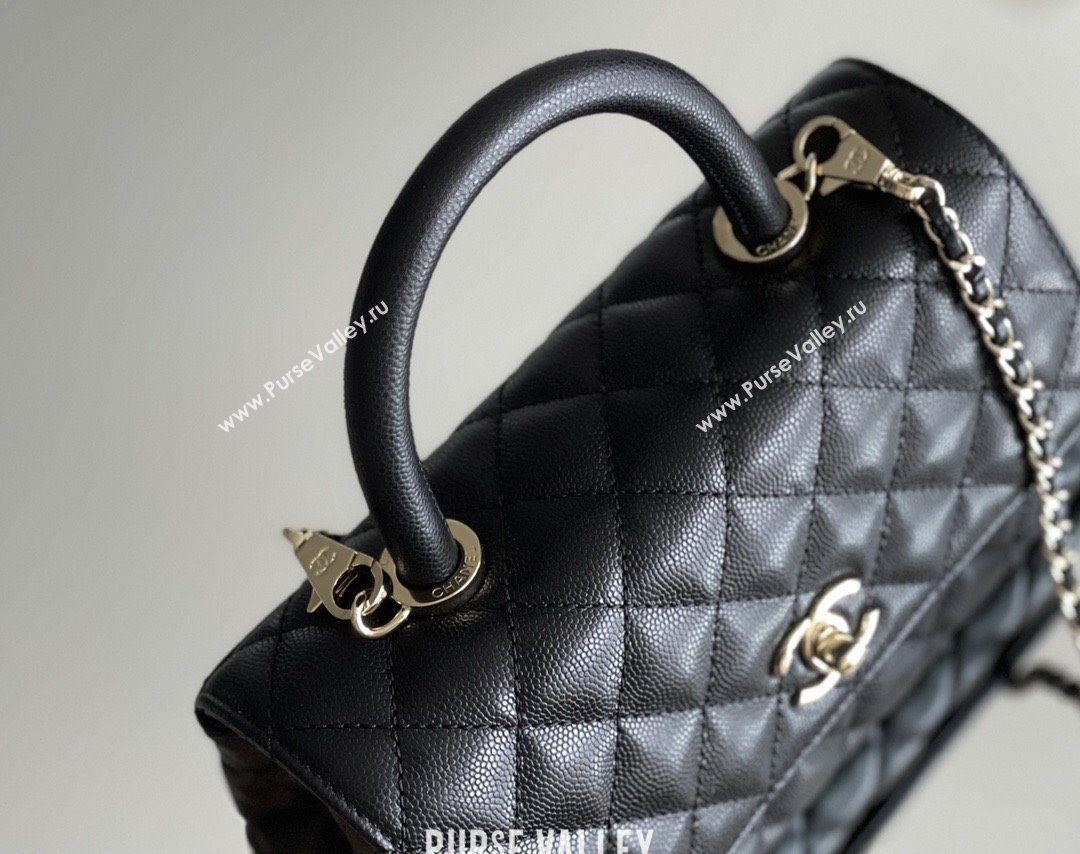 Chanel Coco Small Flap Bag with Top Handle in Onda Verde Calfskin A92990 Black 2025 Top Quality (MHE-25080703)
