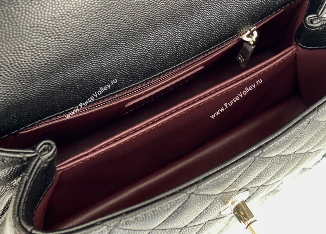 Chanel Coco Small Flap Bag with Top Handle in Onda Verde Calfskin A92990 Black 2025 Top Quality (MHE-25080703)