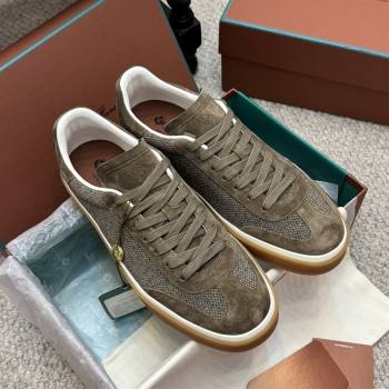 Loro Piana Tennis Walk Sneaker in Suede Linen Brown 2025 (SS-25080916)