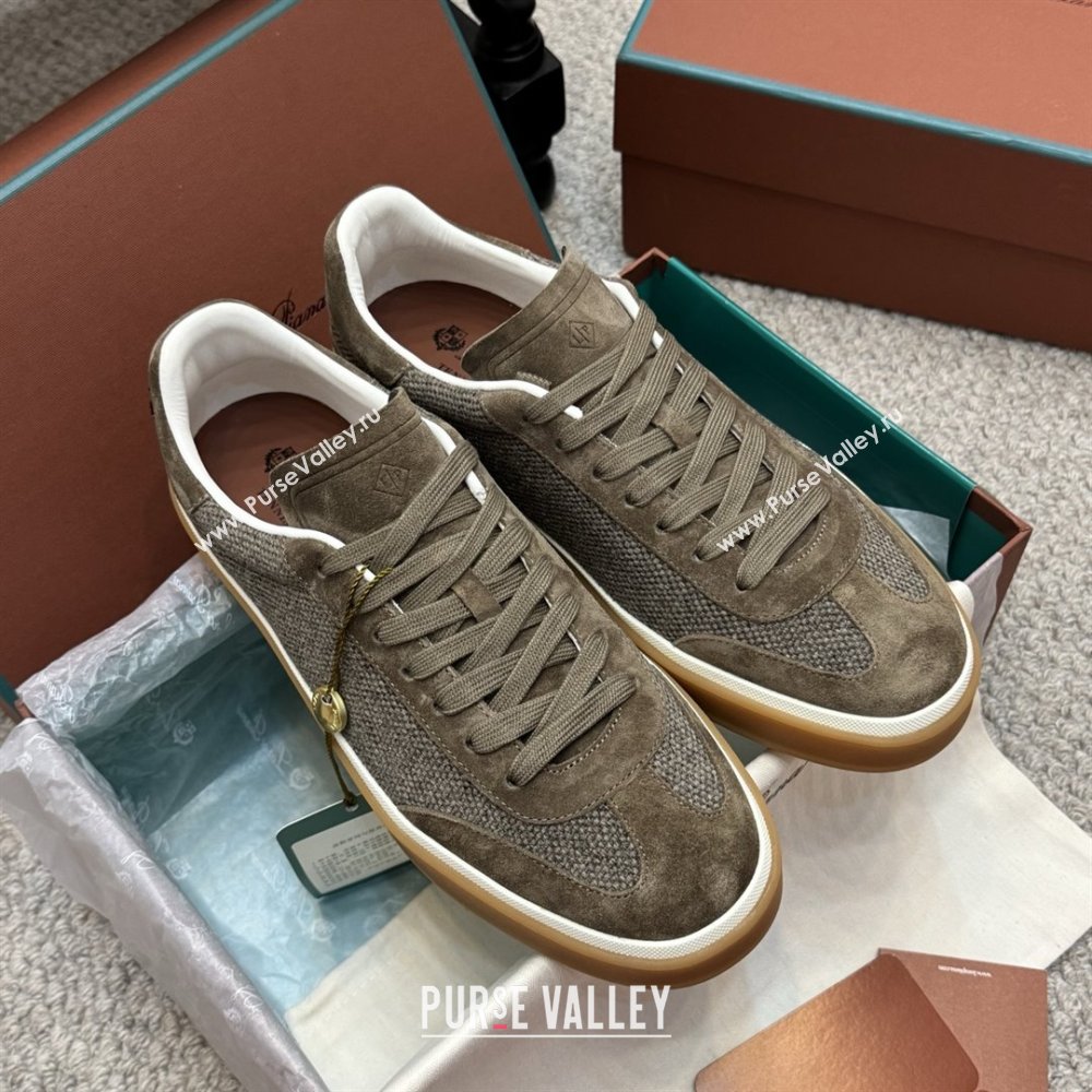 Loro Piana Tennis Walk Sneaker in Suede Linen Brown 2025 (SS-25080916)