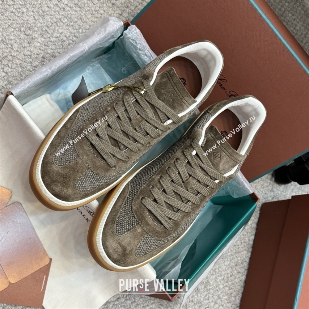 Loro Piana Tennis Walk Sneaker in Suede Linen Brown 2025 (SS-25080916)