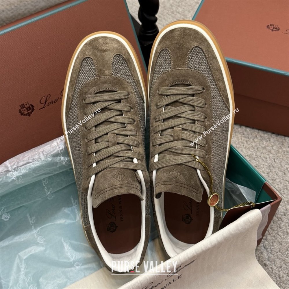 Loro Piana Tennis Walk Sneaker in Suede Linen Brown 2025 (SS-25080916)