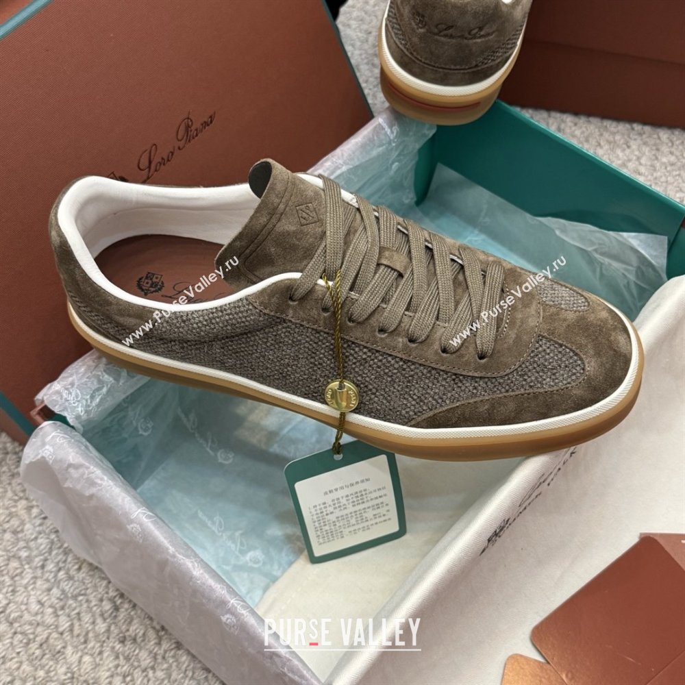 Loro Piana Tennis Walk Sneaker in Suede Linen Brown 2025 (SS-25080916)
