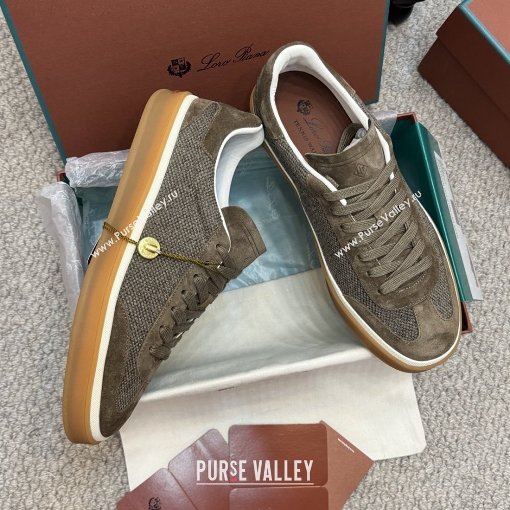 Loro Piana Tennis Walk Sneaker in Suede Linen Brown 2025 (SS-25080916)