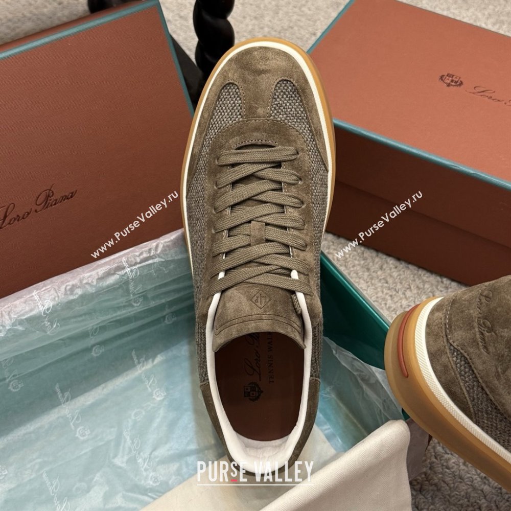Loro Piana Tennis Walk Sneaker in Suede Linen Brown 2025 (SS-25080916)