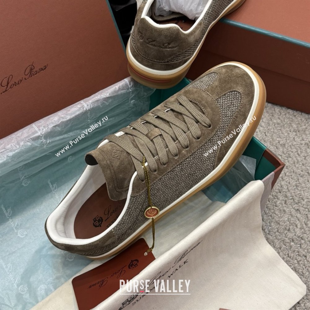 Loro Piana Tennis Walk Sneaker in Suede Linen Brown 2025 (SS-25080916)