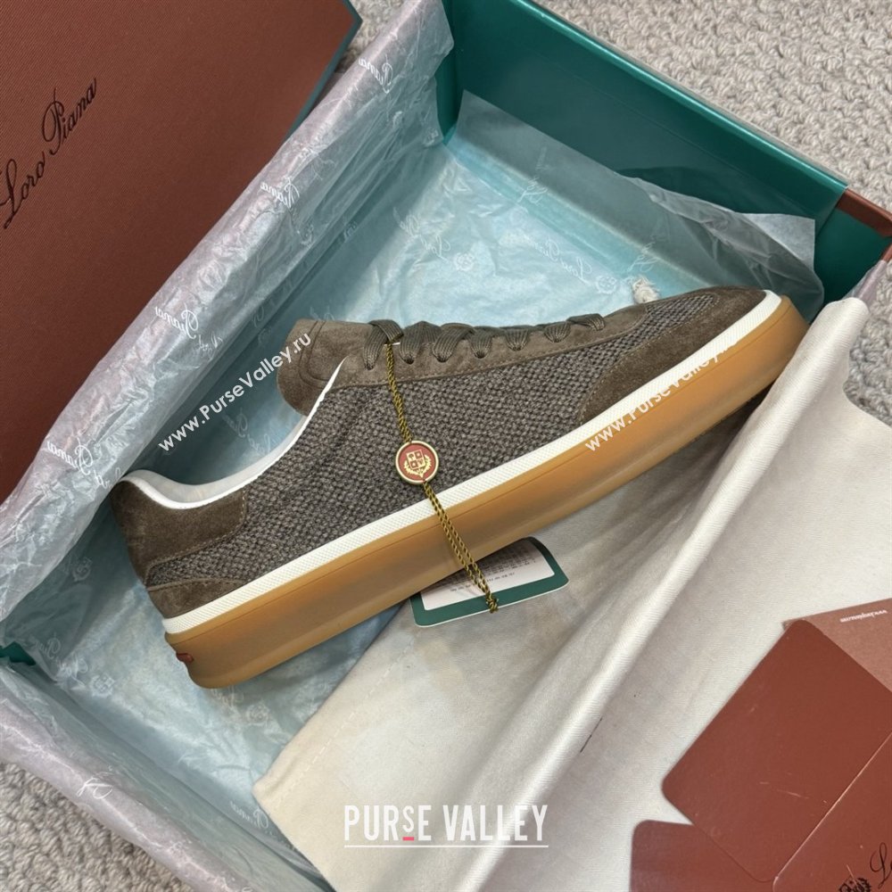 Loro Piana Tennis Walk Sneaker in Suede Linen Brown 2025 (SS-25080916)