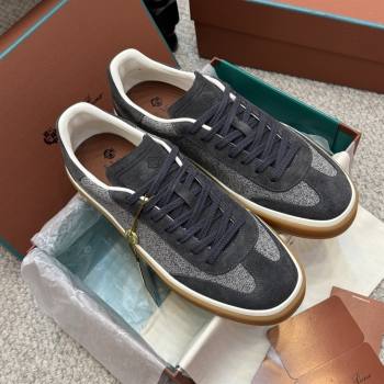 Loro Piana Tennis Walk Sneaker in Suede Linen Grey/Black 2025 (SS-25080918)