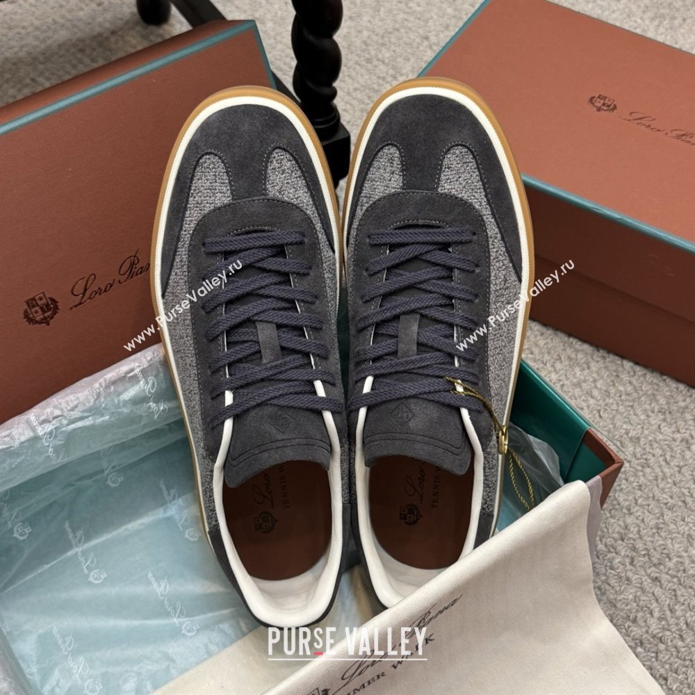 Loro Piana Tennis Walk Sneaker in Suede Linen Grey/Black 2025 (SS-25080918)