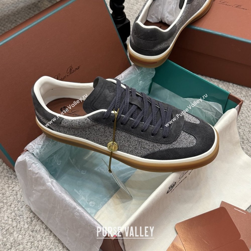 Loro Piana Tennis Walk Sneaker in Suede Linen Grey/Black 2025 (SS-25080918)