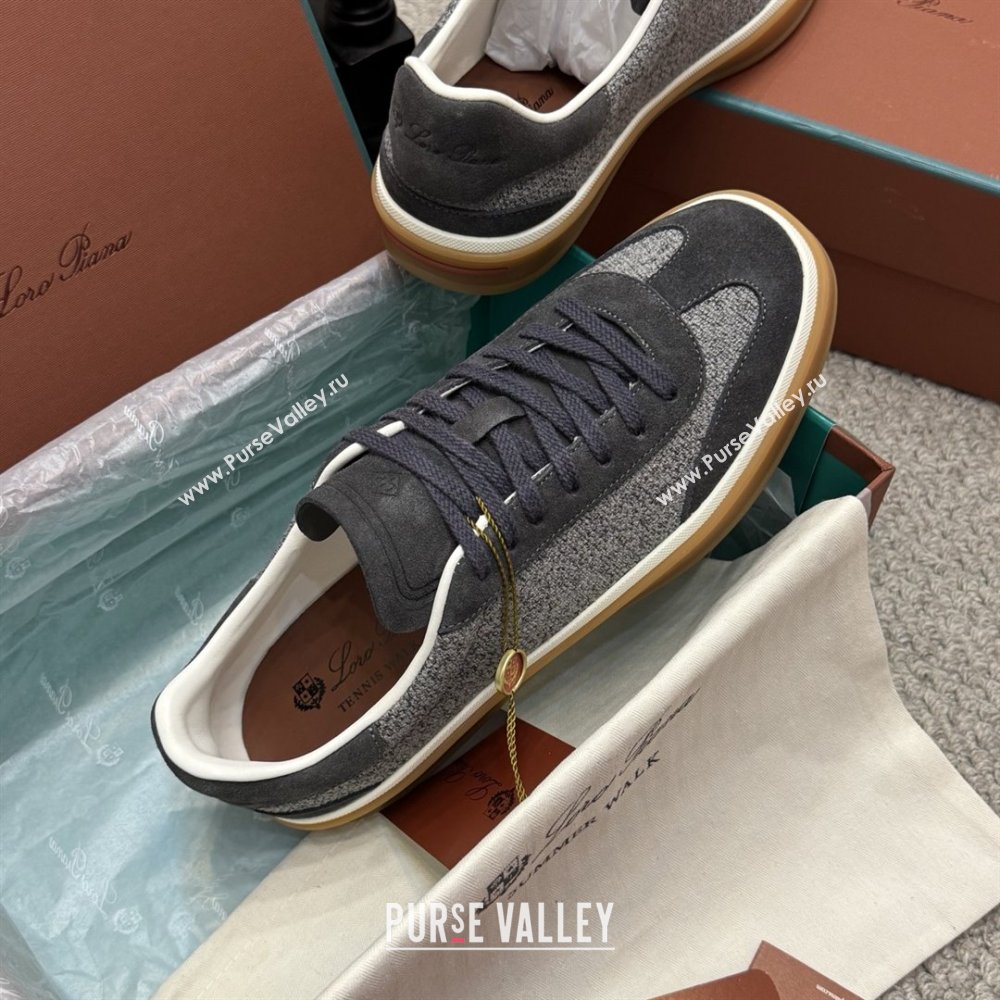 Loro Piana Tennis Walk Sneaker in Suede Linen Grey/Black 2025 (SS-25080918)
