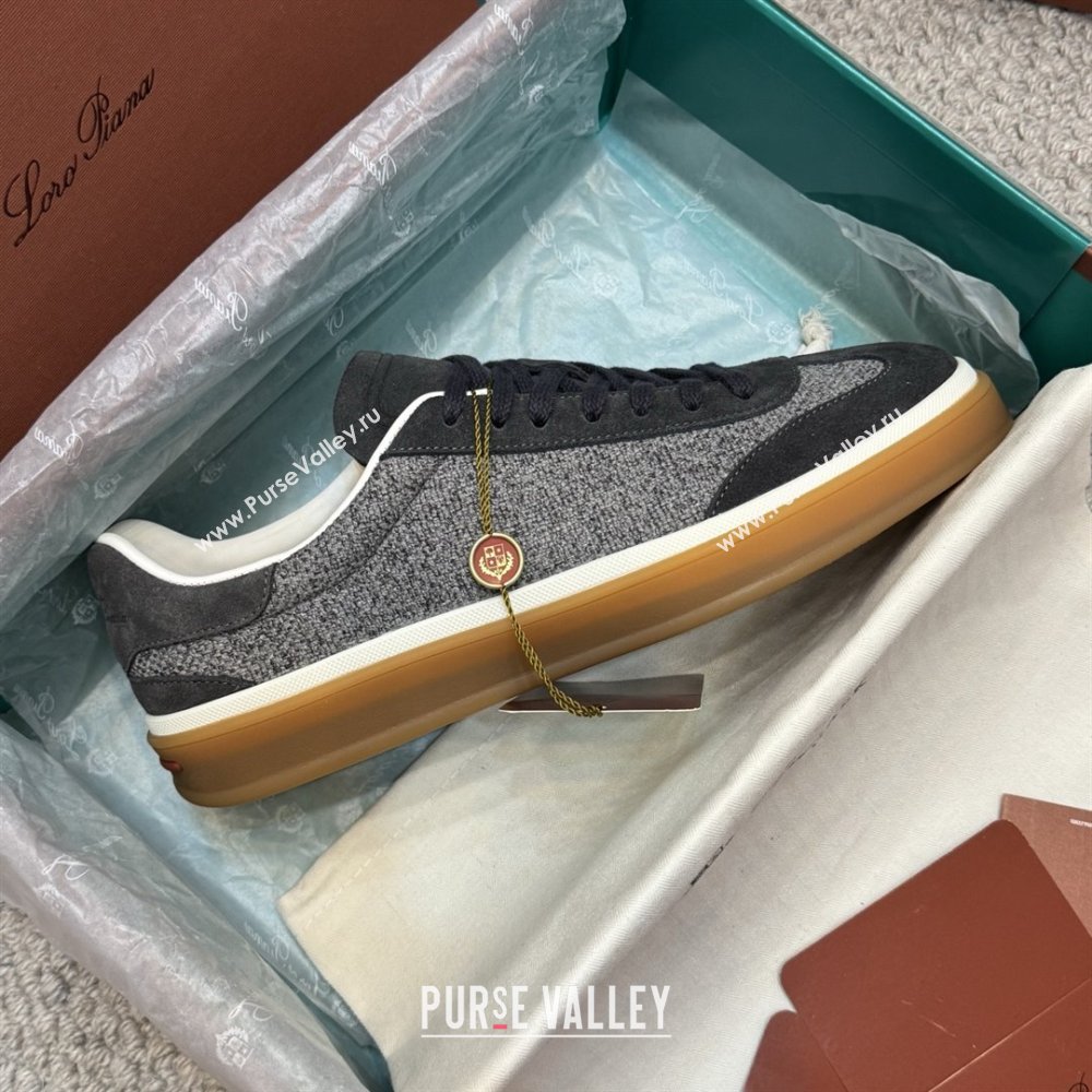 Loro Piana Tennis Walk Sneaker in Suede Linen Grey/Black 2025 (SS-25080918)