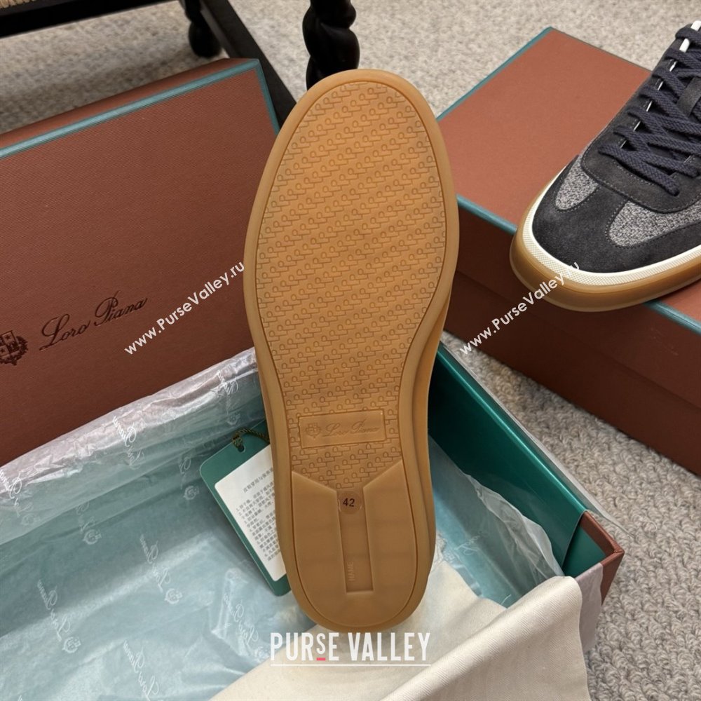 Loro Piana Tennis Walk Sneaker in Suede Linen Grey/Black 2025 (SS-25080918)