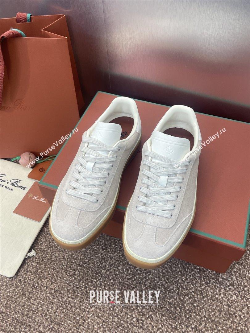 Loro Piana Tennis Walk Sneaker in Suede White/Light Grey 2025 (SS-25080808)