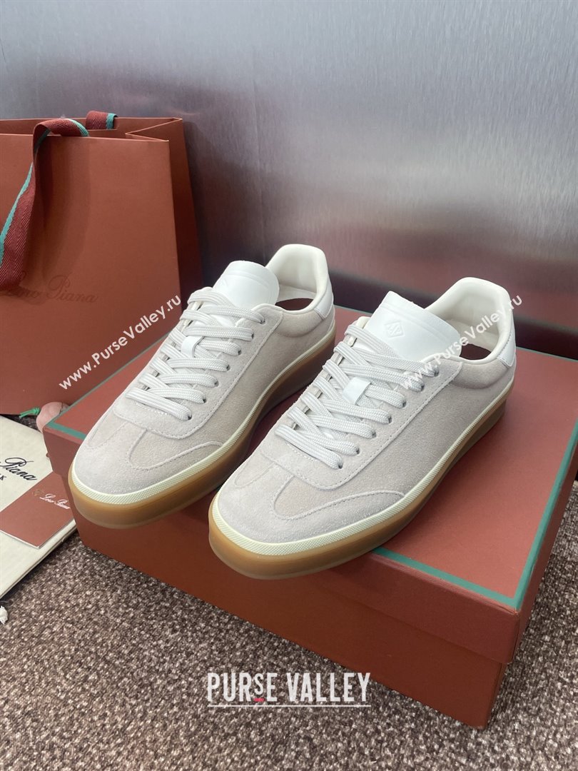Loro Piana Tennis Walk Sneaker in Suede White/Light Grey 2025 (SS-25080808)