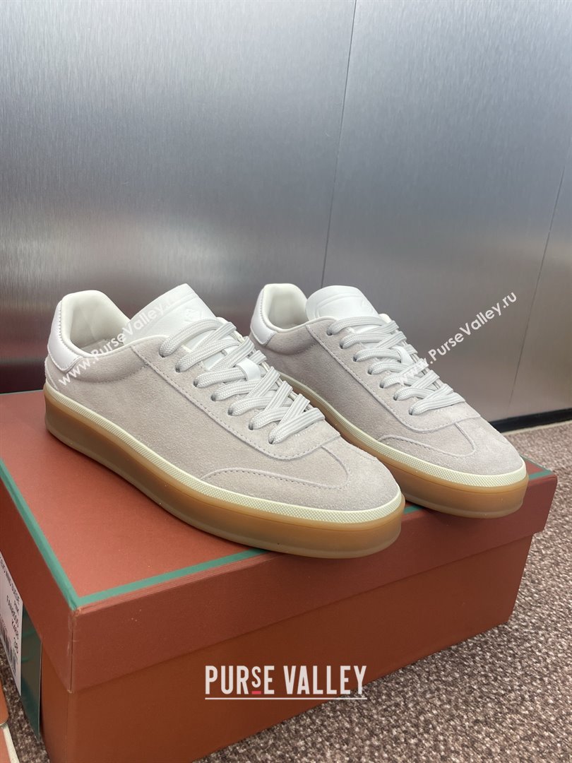 Loro Piana Tennis Walk Sneaker in Suede White/Light Grey 2025 (SS-25080808)