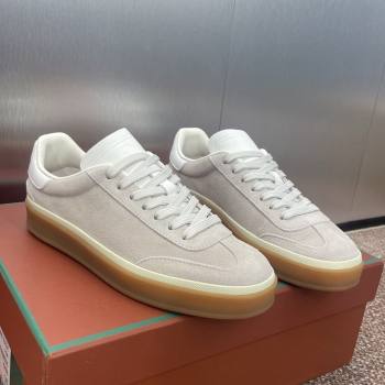 Loro Piana Tennis Walk Sneaker in Suede White/Light Grey 2025 (SS-25080808)