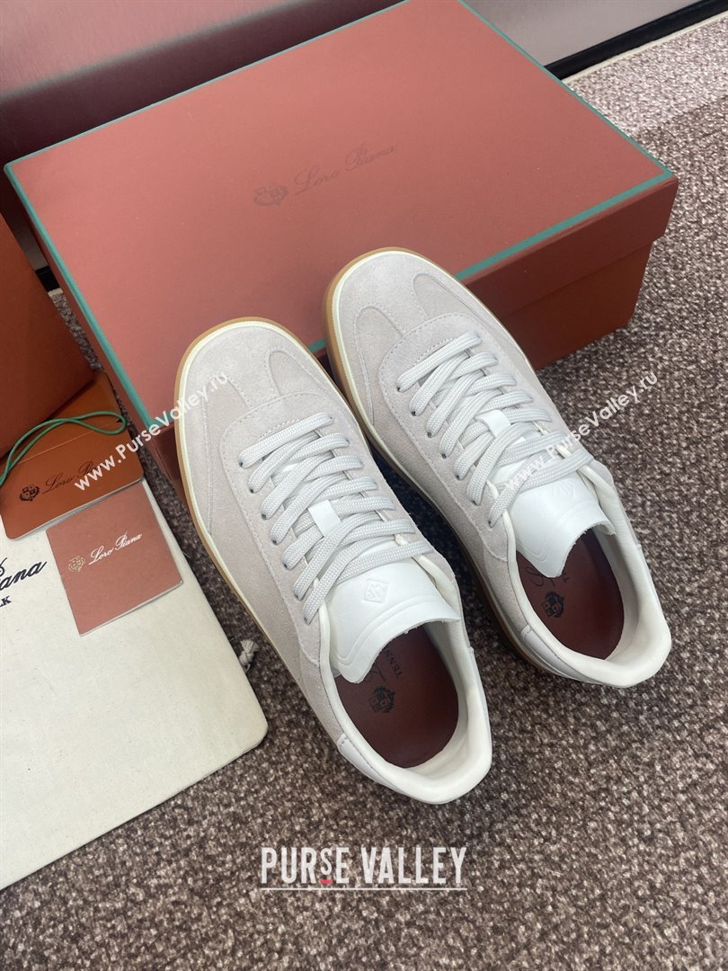 Loro Piana Tennis Walk Sneaker in Suede White/Light Grey 2025 (SS-25080808)