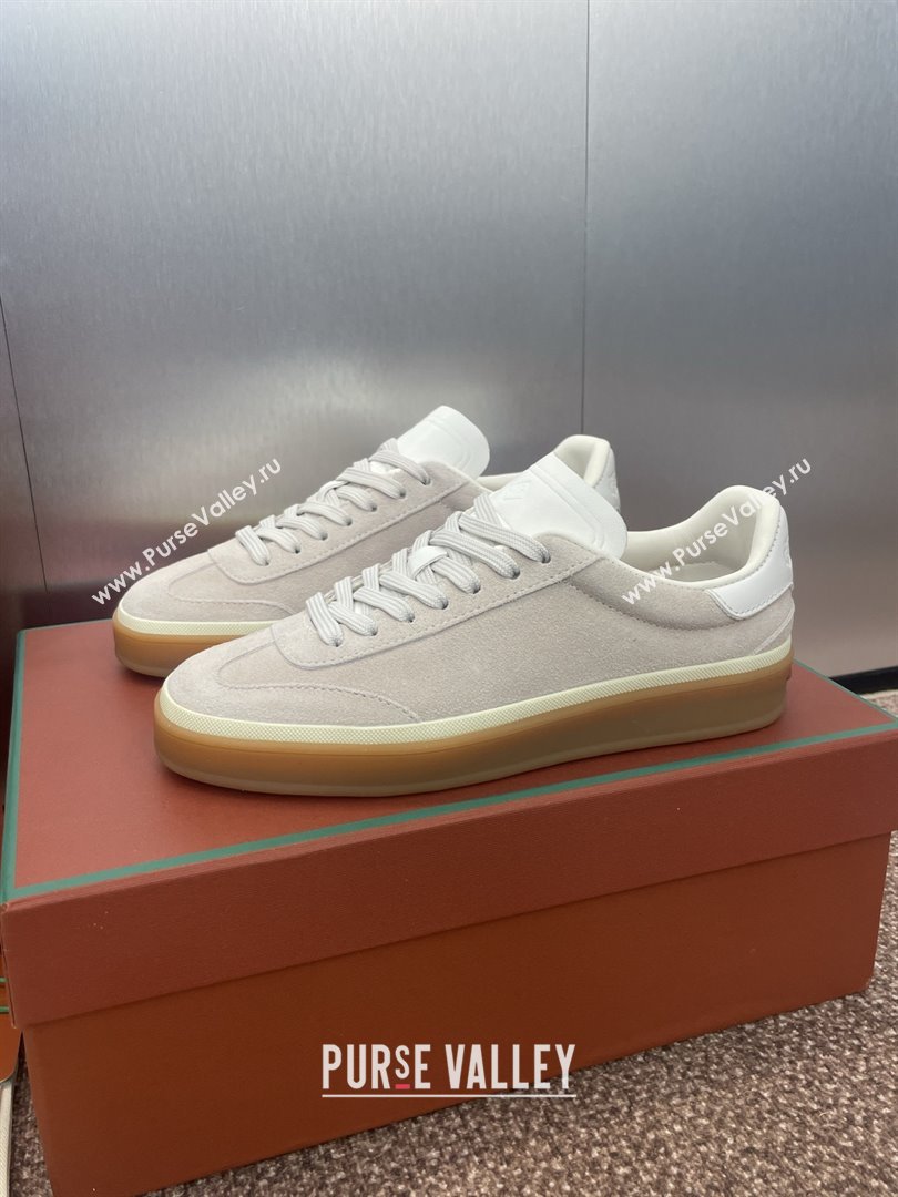 Loro Piana Tennis Walk Sneaker in Suede White/Light Grey 2025 (SS-25080808)