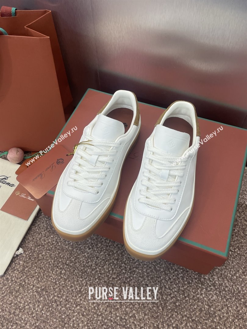Loro Piana Tennis Walk Sneaker in Calfskin White/Brown 2025 (SS-25080810)