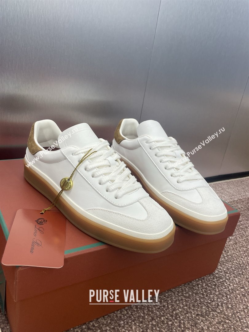 Loro Piana Tennis Walk Sneaker in Calfskin White/Brown 2025 (SS-25080810)