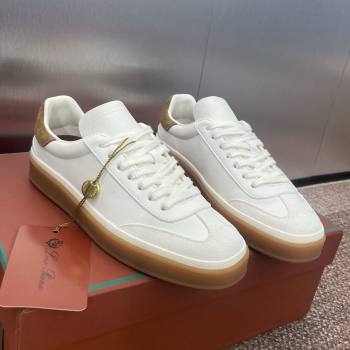 Loro Piana Tennis Walk Sneaker in Calfskin White/Brown 2025 (SS-25080810)