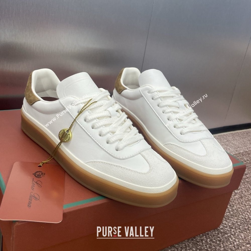 Loro Piana Tennis Walk Sneaker in Calfskin White/Brown 2025 (SS-25080810)