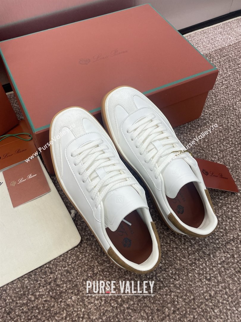 Loro Piana Tennis Walk Sneaker in Calfskin White/Brown 2025 (SS-25080810)