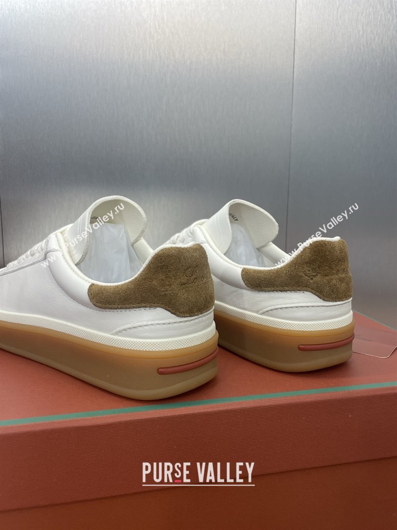 Loro Piana Tennis Walk Sneaker in Calfskin White/Brown 2025 (SS-25080810)