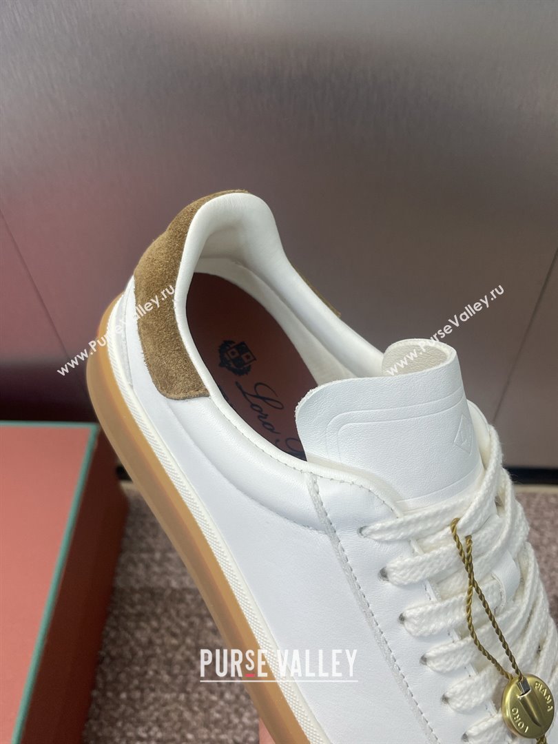 Loro Piana Tennis Walk Sneaker in Calfskin White/Brown 2025 (SS-25080810)
