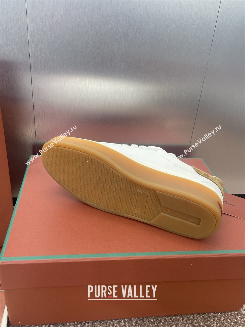 Loro Piana Tennis Walk Sneaker in Calfskin White/Brown 2025 (SS-25080810)